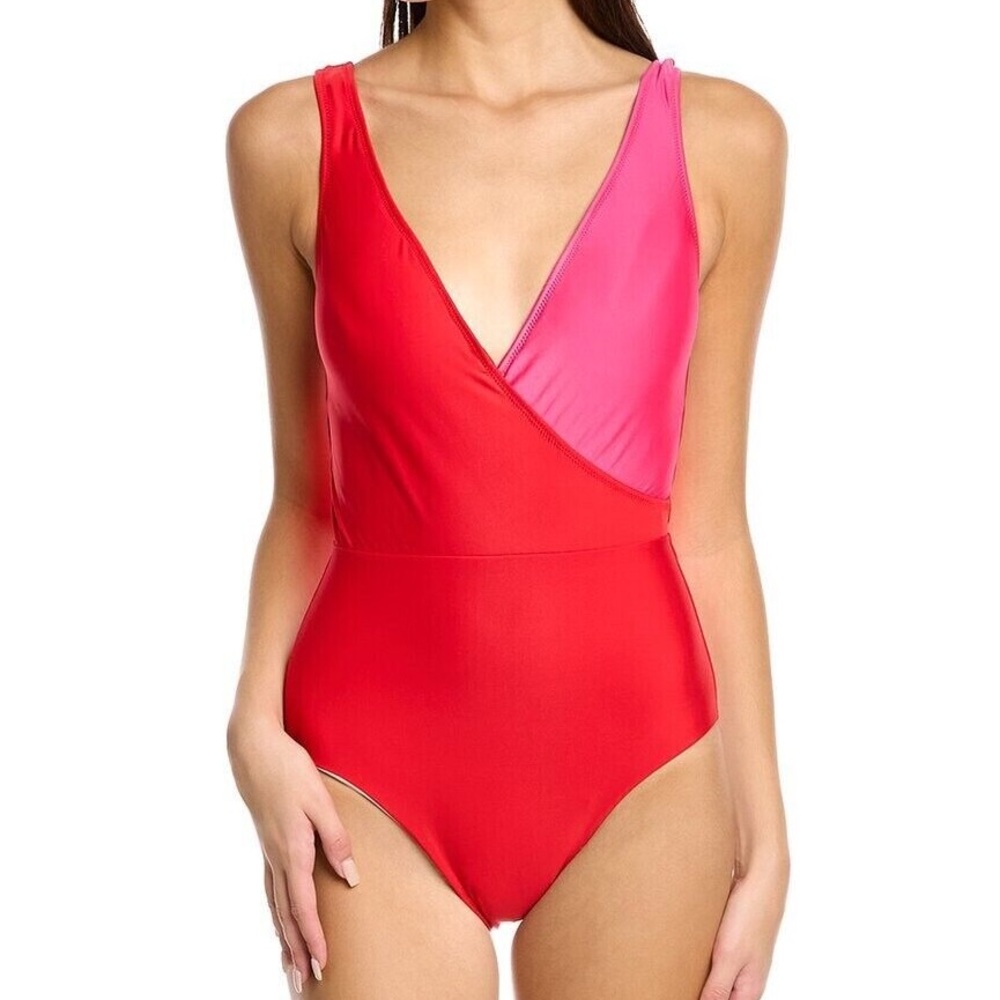 NWT Hermoza Vera Colorblock One Piece Swimsuit in Pink / Poppyred  Size 10.